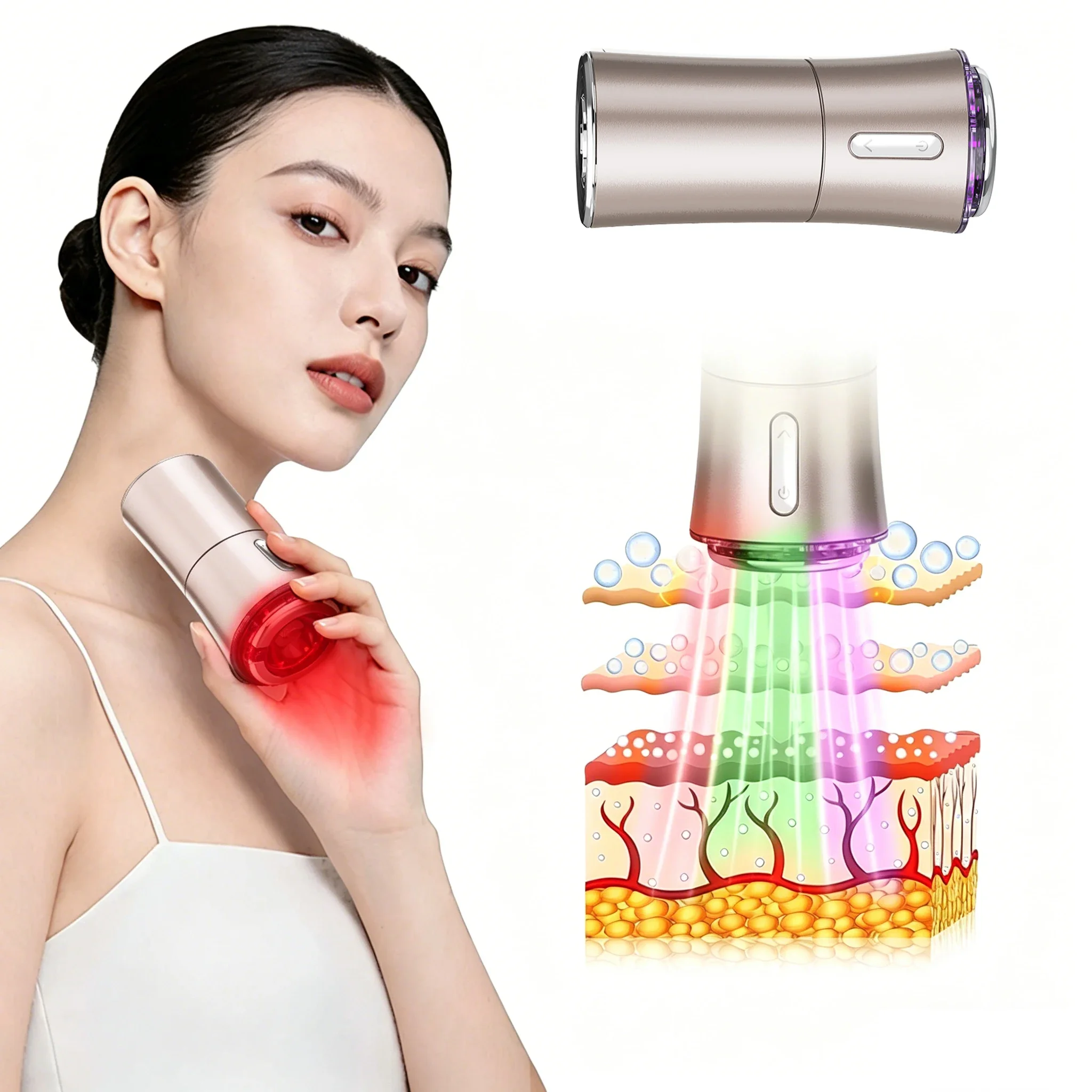 

Vacuum Suction & EMS Microcurrent Facial Device, 3-in-1 Color Light Therapy Beauty Machine for Lifting & Firming, Anti-Aging