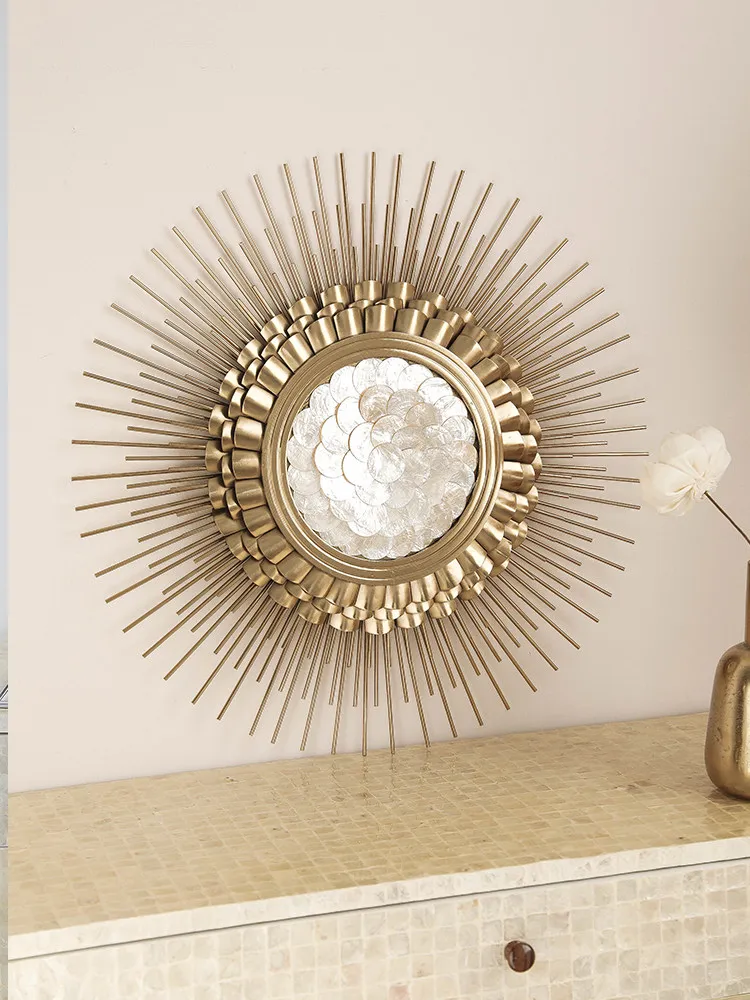 Creative Handmade Collage Shell Metal Wall Decorations Luxury Gold Living Room Corridor Art Style Decoration Hanging Painting