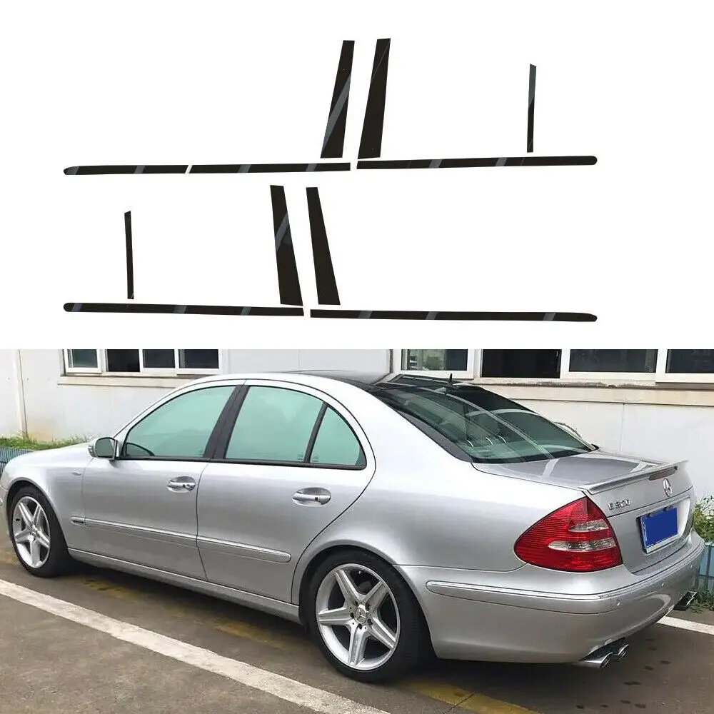 

Glossy Black Chrome Delete Window Trims For Mercedes Benz E-Class W211 2003-2008