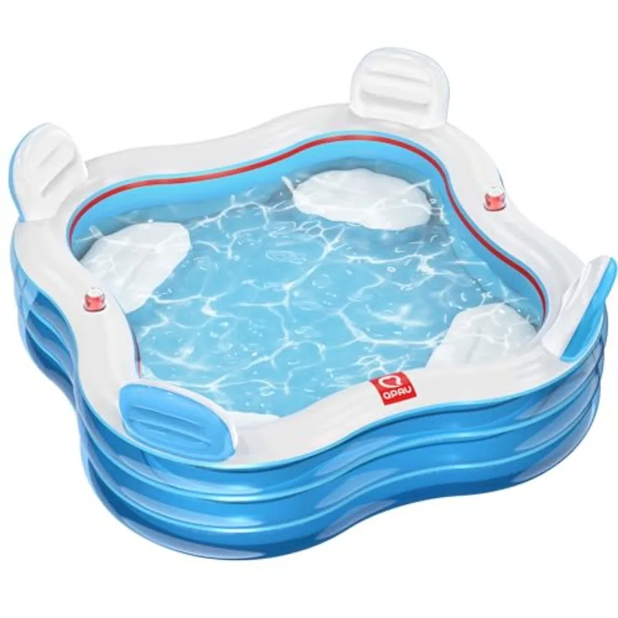

Inflatable Swimming Pool Full-Sized Blow Up Pool with Seats and Backrests Kiddie Pool for Outdoor and Backyard for Family Summe