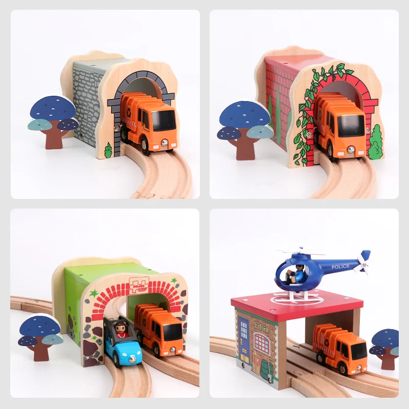 Wooden Track Train Expansion Peripheral Accessories Cave Tunnel Series Scenes Suitable For Brand Track Educational Toys For Boys