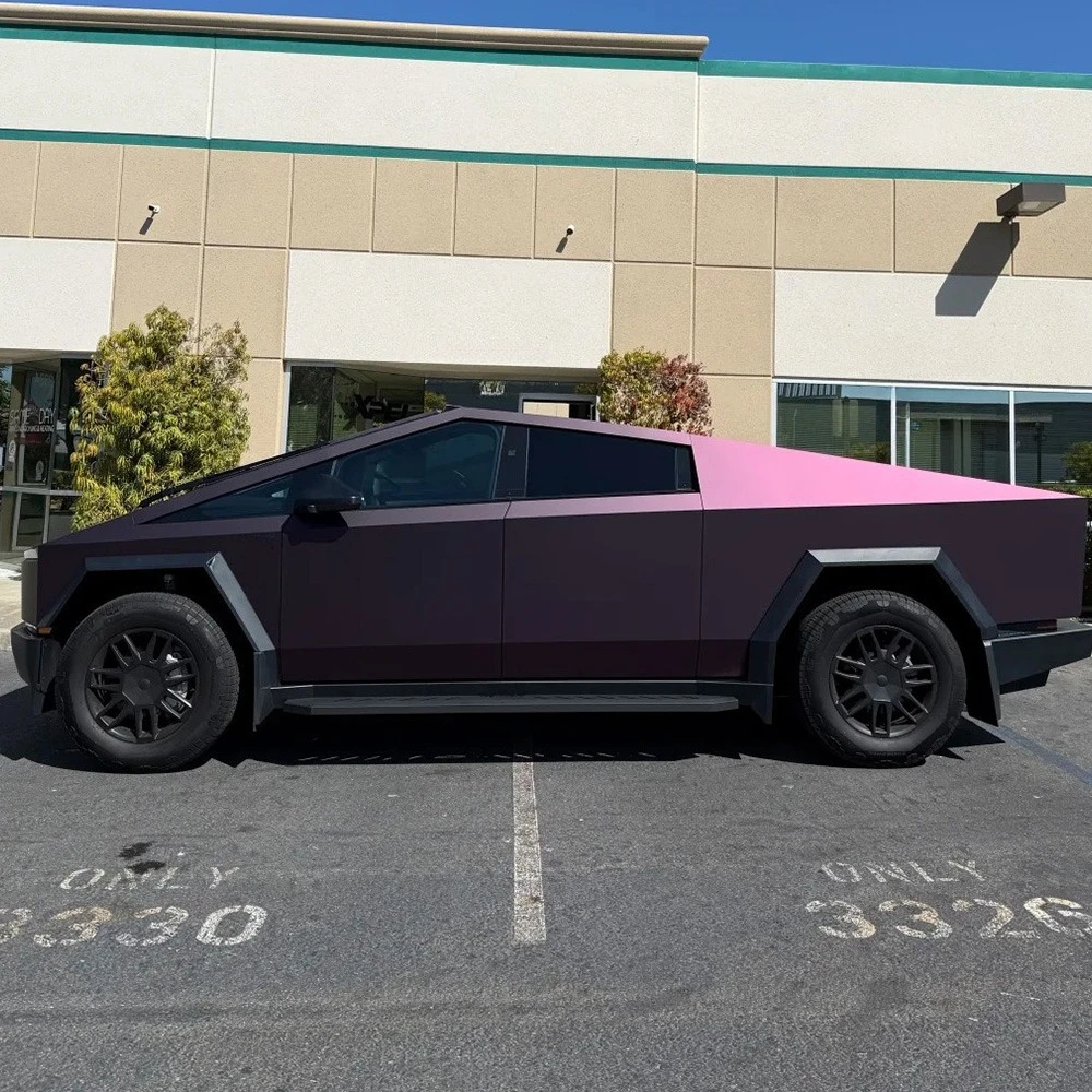 

DIY Color Black Fantasy Purple PVC Paint Protection Film For Tesla Cybertruck 2024 Percut PPF Color Changing Film Anti-Scratch