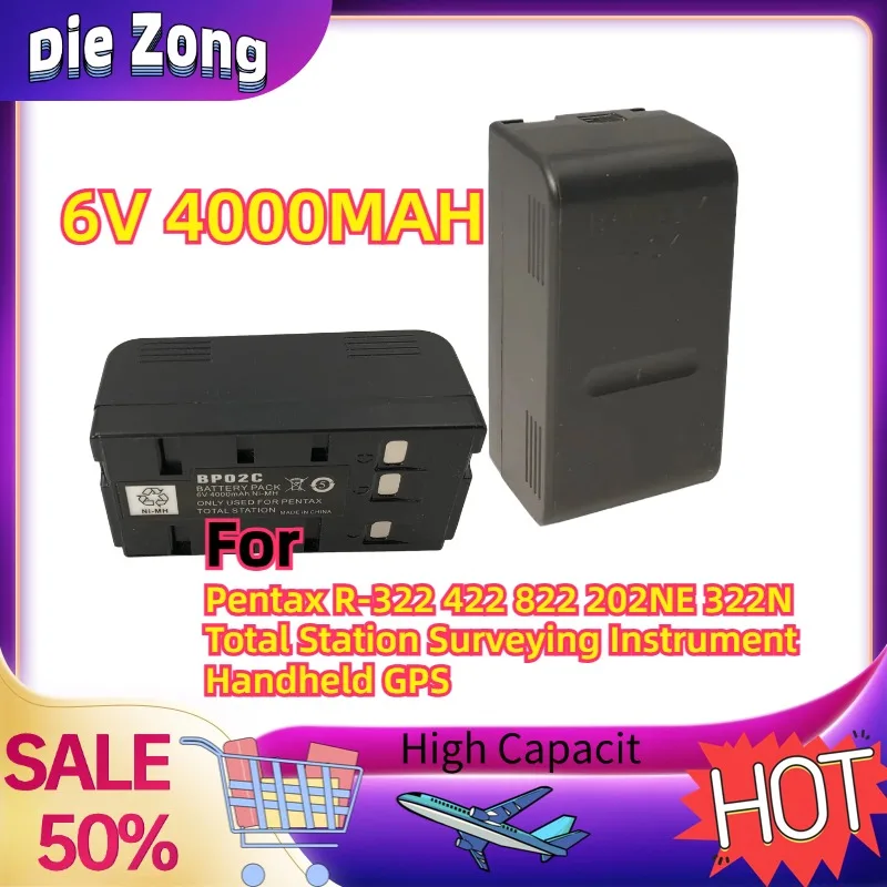 HighQuality  6V 4000MAH NI-MH  BP02C Battery For Pentax R-322 422 822 202NE 322N Total Station Surveying Instrument Handheld GPS