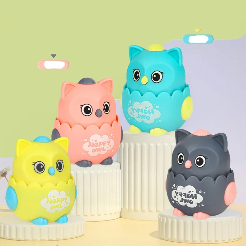 Interactive Classic Wind up Owl Shaped Press Toy Mechanical Sliding Game for Boys & Girls Birthday Xmas Gift