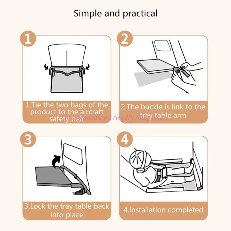 85ae 어린이를위한 편안한 비행기 좌석 익스텐더 강화 안전 스트랩이있는 가벼운 접이식 발판 시트 패드