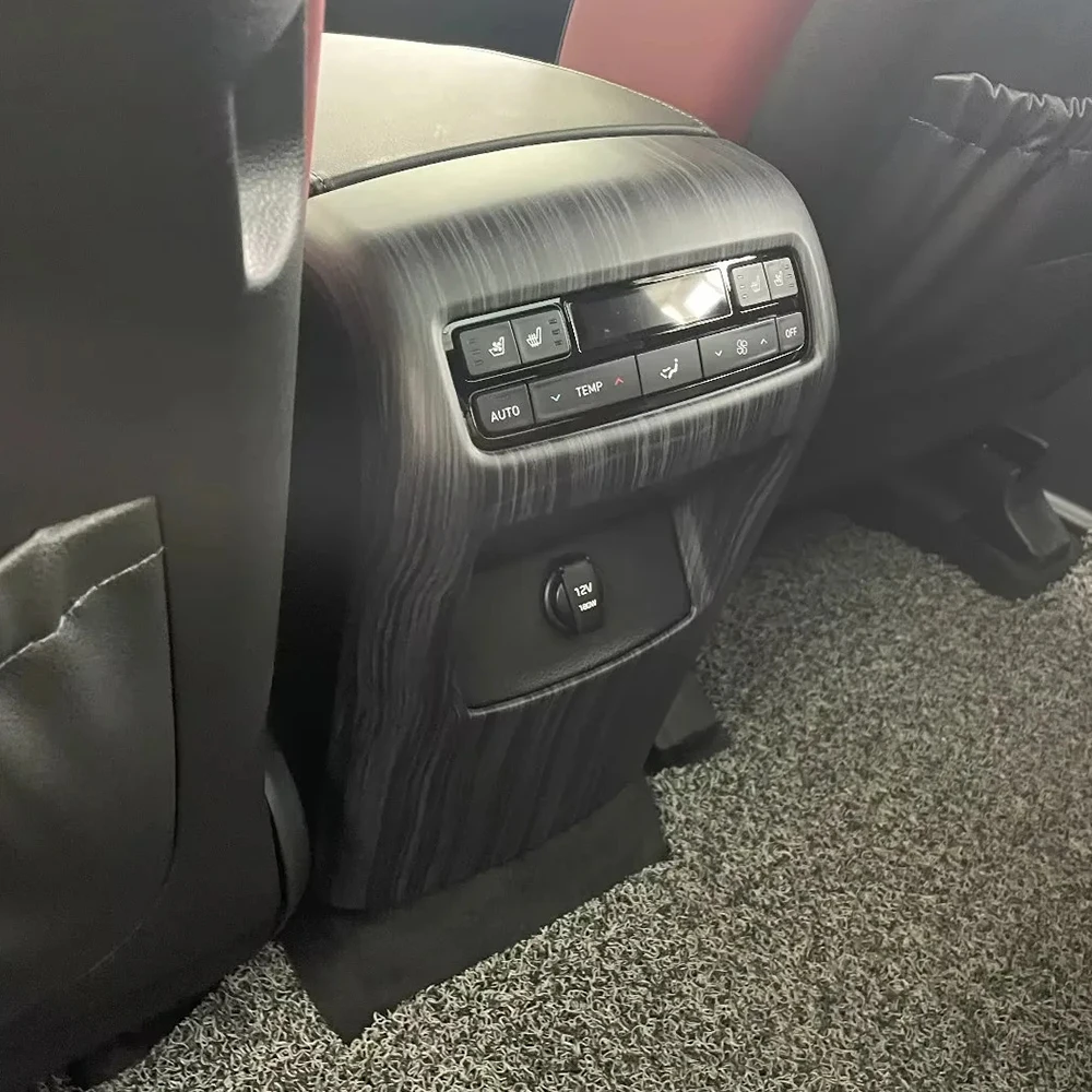 For Hyundai Palisade 2019- 2022 2023 Carbon Fiber Style Rear Air Condition Decoration Armrest Box Rear Air Vent Frame Trim Cover