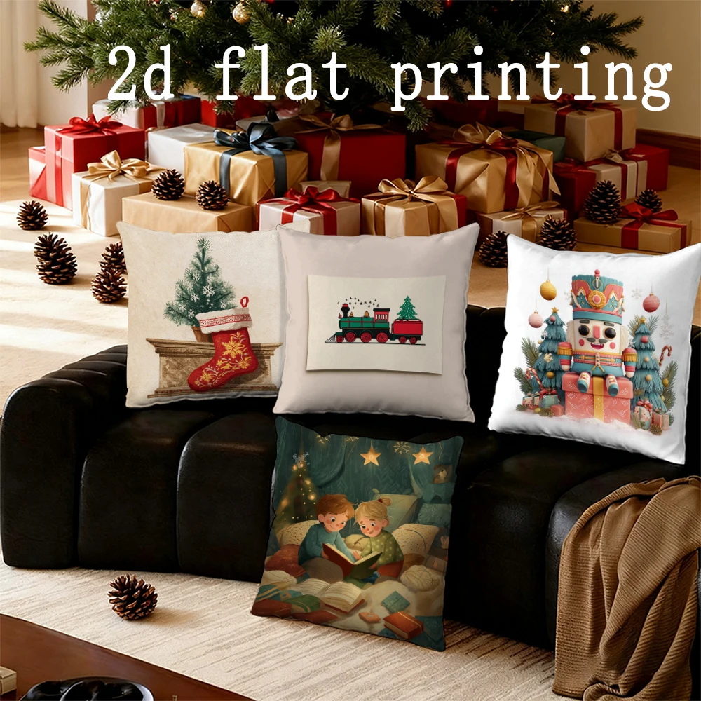 

Home Decor Christmas Sock with Mini Tree Suitable For Sofa Bedroom Car Pillow Cover Cushion Rectangular Back Cushion