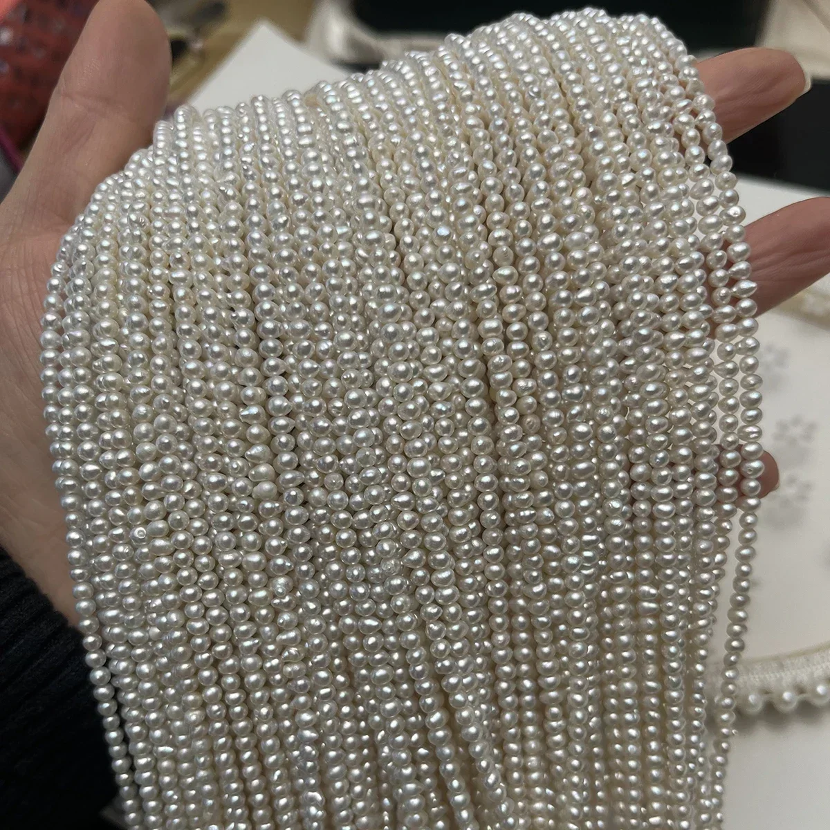 

Natural Freshwater Pearls 3-4mm AA White Round Small Beads for Jewelry Making DIY Necklace Bracelet Accessories Gift Christmas