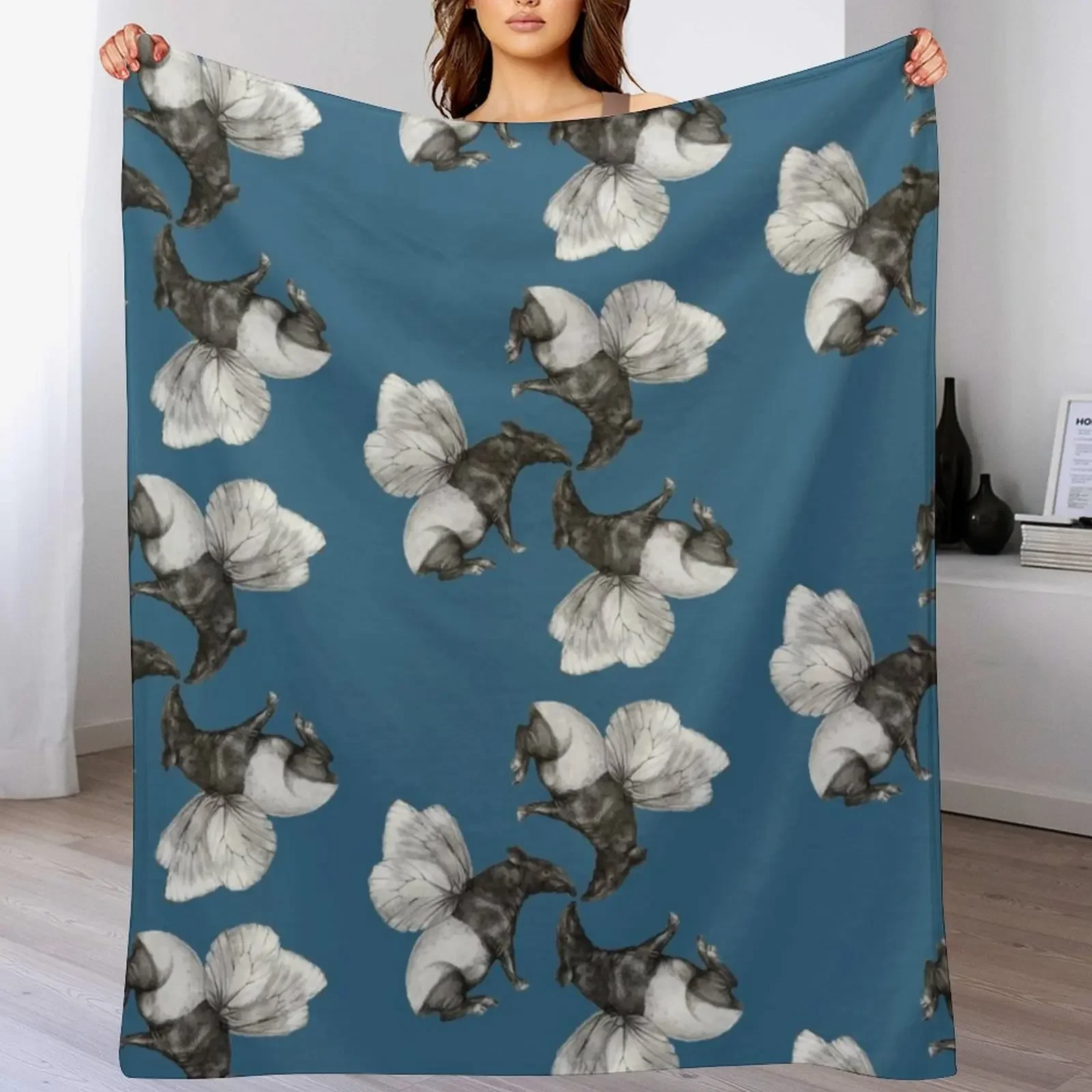 Flying tapirs Throw Blanket Anti Shedding Soft Fuzzy Blanket for Home