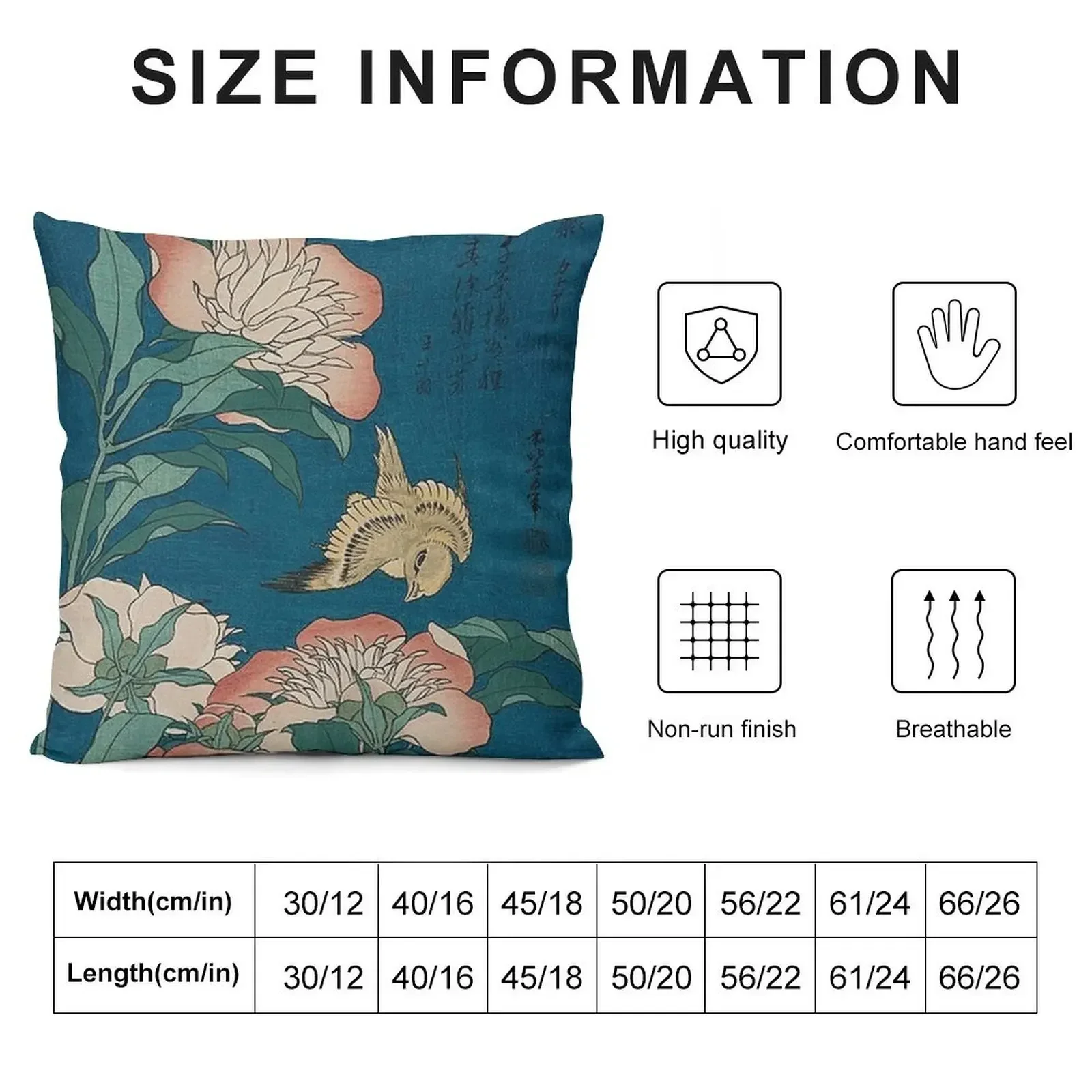 Hokusai - Peonies and Canary Throw Pillow christmas supplies Cusions Cover Christmas Pillow Covers Ornamental Pillow