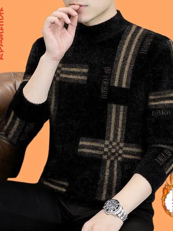 

Утепленный свитер из норки с высоким воротником для подростков и людей среднего возраста, модный городской стиль, удлиненный, приталенный крой