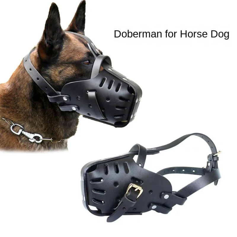 

New Malinois German Shepherd Cowhide Cover Medium Large Mouth Cage Adjustable Breathable Dog Muzzles Bark Stopper