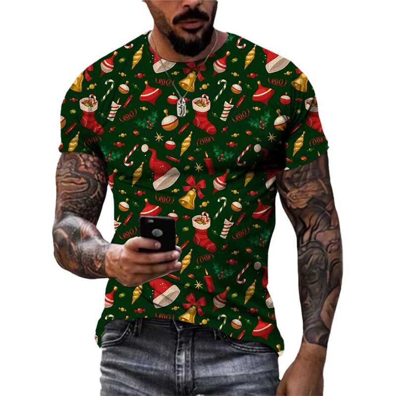 Fashion Trend 3D Christmas Apparel For Men Summer Printed Festive Atmosphere graphic t shirts Unisex O-neck Short Sleeve Tees