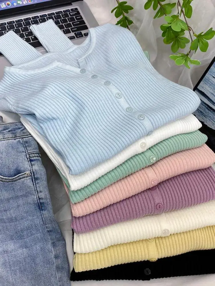 2024 New V-Neck Temperament Small Fragrant Wind Women Loose Sweater Sweater All Sweater Coat Special Offer Cardigan