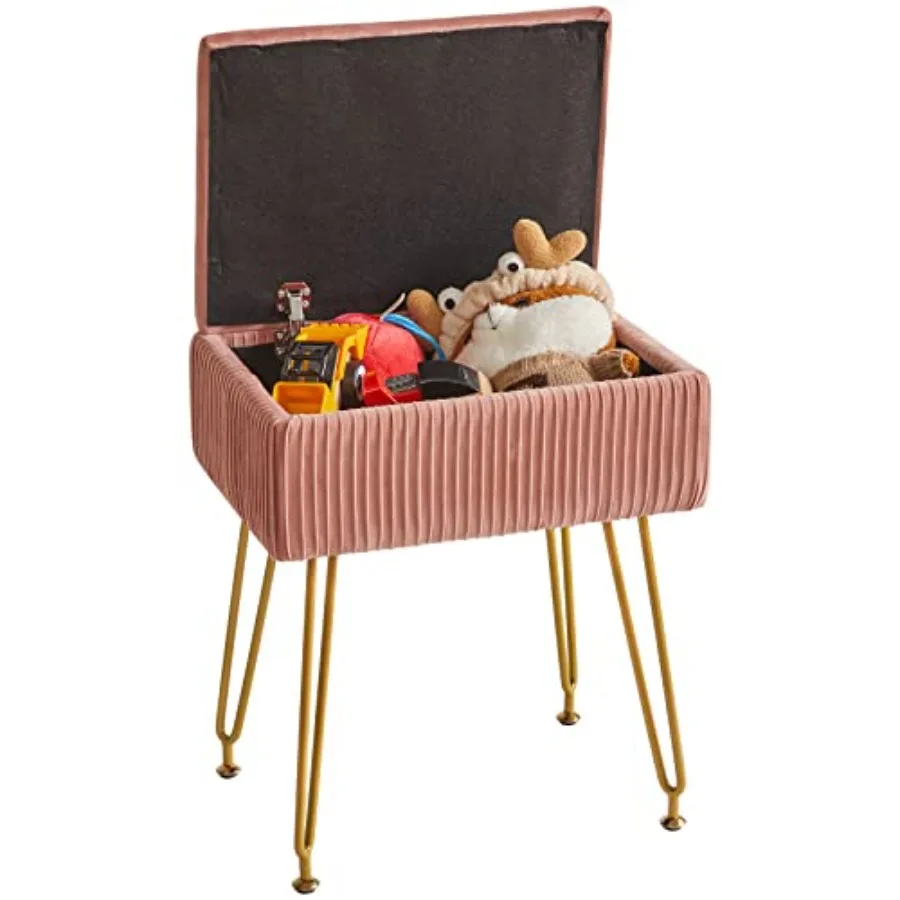 

Vanity Stool Chair with Storage, Square Ottoman Feet Stool, Modern Multifunctional Makeup Stool for Bedroom, Living Room, Offic