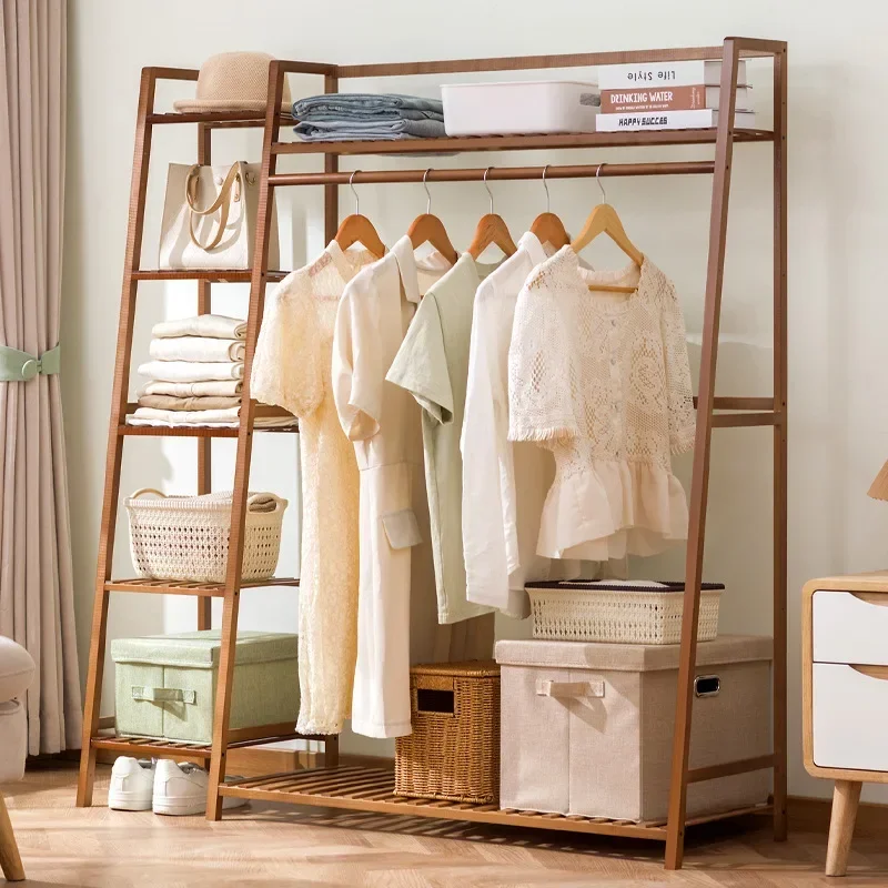 Floor-to-ceiling hanger, simple bold solid wood bedroom coat rack, hanging hanger, household drying rack, removable rack