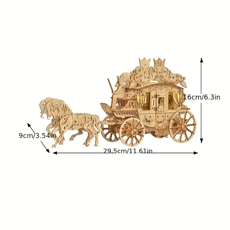 Rompecabezas de madera 3D de 241 piezas para adultos, Dioramas de carruaje 3D, decoración de alta gama, luces nocturnas, regalos de cumpleaños/Navidad
