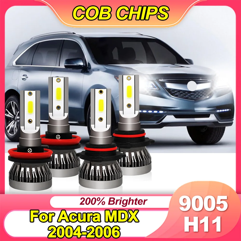 

For Acura MDX 2004-2006 New H11 9005 LED Headlight Kit Combo Bulbs 6000k High/Low Beam Super Bright White high intensity COB C