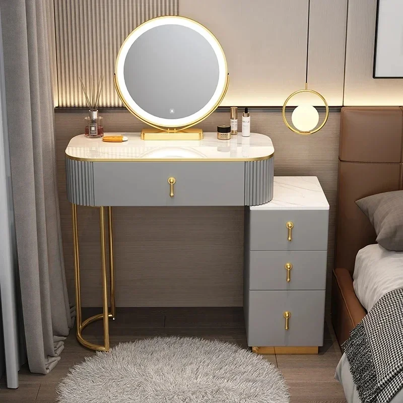 

Mirrors Chair Vanity Table Makeup Led Drawer Cosmetic Dressing Table Cosmetics Cabinets Toiletries Tocador Bedroom Furniture