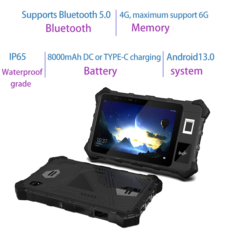 8 Inch Industrial Rugged Tablet Face Recognition PC WIFI IP67 Support IC Card and Footprint bluetooth view 3