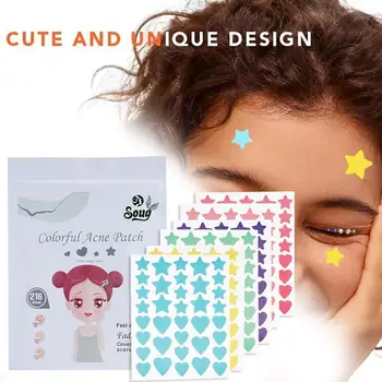 ハートスターコンビネーションカラーニキビパッチ,通気性スキンパッチ,目に見えない閉じた口,防水,216個
