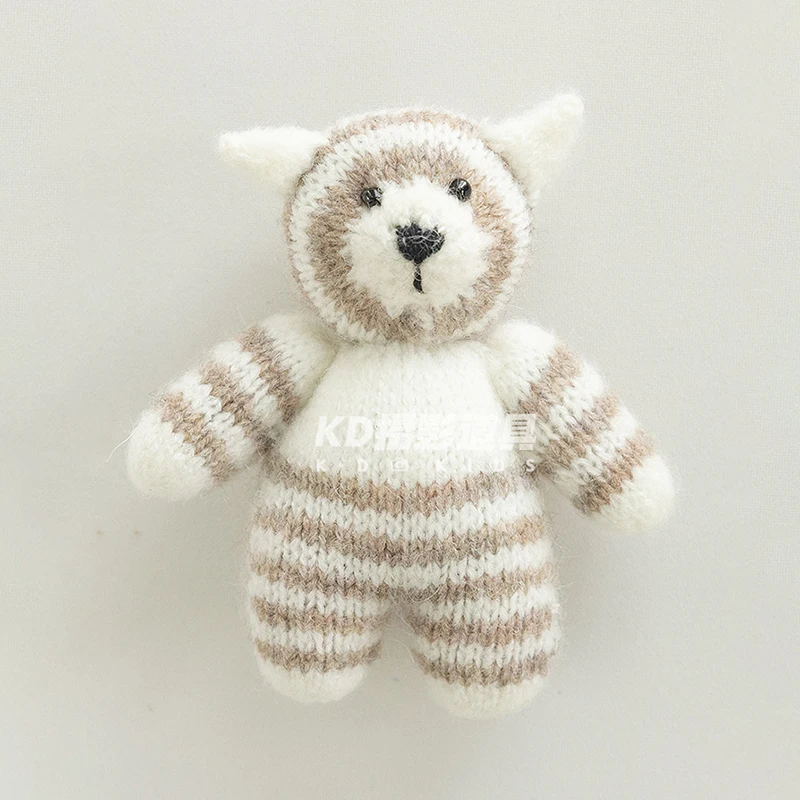 Hand Knitted Baby Photo Props Mohair Cartoon Rabbit Dolls Newborn Photography Mini Animal Toy Infant Posing Photo Accessories