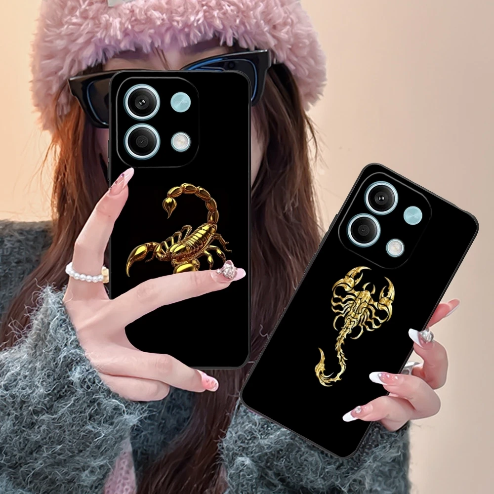 Colored Golden Scorpio Mobile Cell Phone Case for Xiaomi Redmi Note 13 12 11 10 9 8 7 6 S A Pro Lite Plus 5G Black Cover Shell