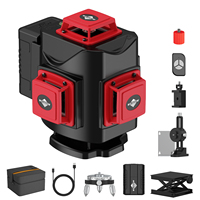 12/16 Lines 3D/4D Laser Level Green Light Self-leveling Horizontal&Vertical Green Beams High-precision Cross Line Lithium Batter