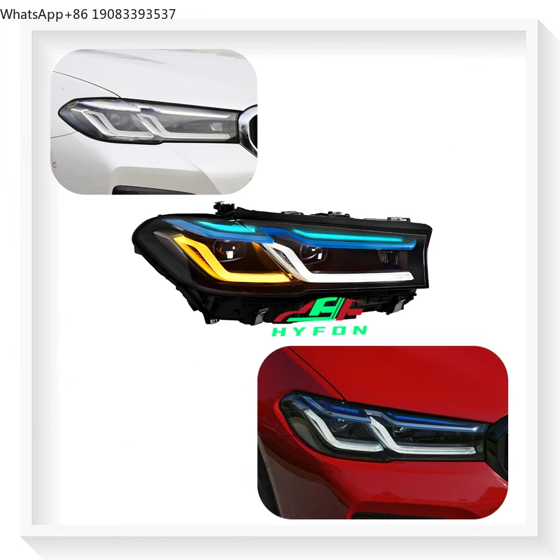 

For BMW 5 Series G30 2018-2023 Upgrade G38 F90 M5 Laser New Style Full LED Dual L Blue Eyebrow Headlight Assembly Plug & Play