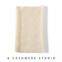 100% Pure Goat Cashmere Knitted Scarf Winter New Outdoor Women's Hollow Out Soft Scarves Neck Warmth Scarf Brand O Ring Scarf