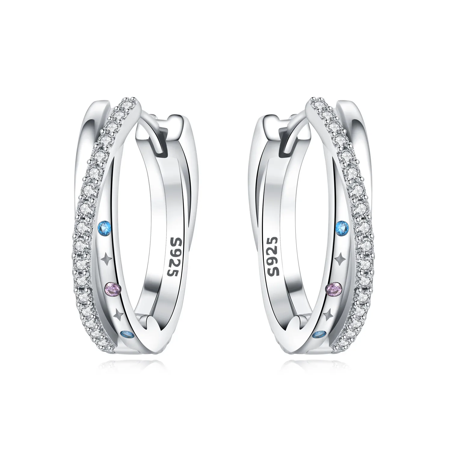 CYCUFF S925 Sterling Silber Wrap-Ohrringe mit farbigem Zirkon, Creolen, Damenschmuck, originelle, trendige Geschenke zum Jahrestag
