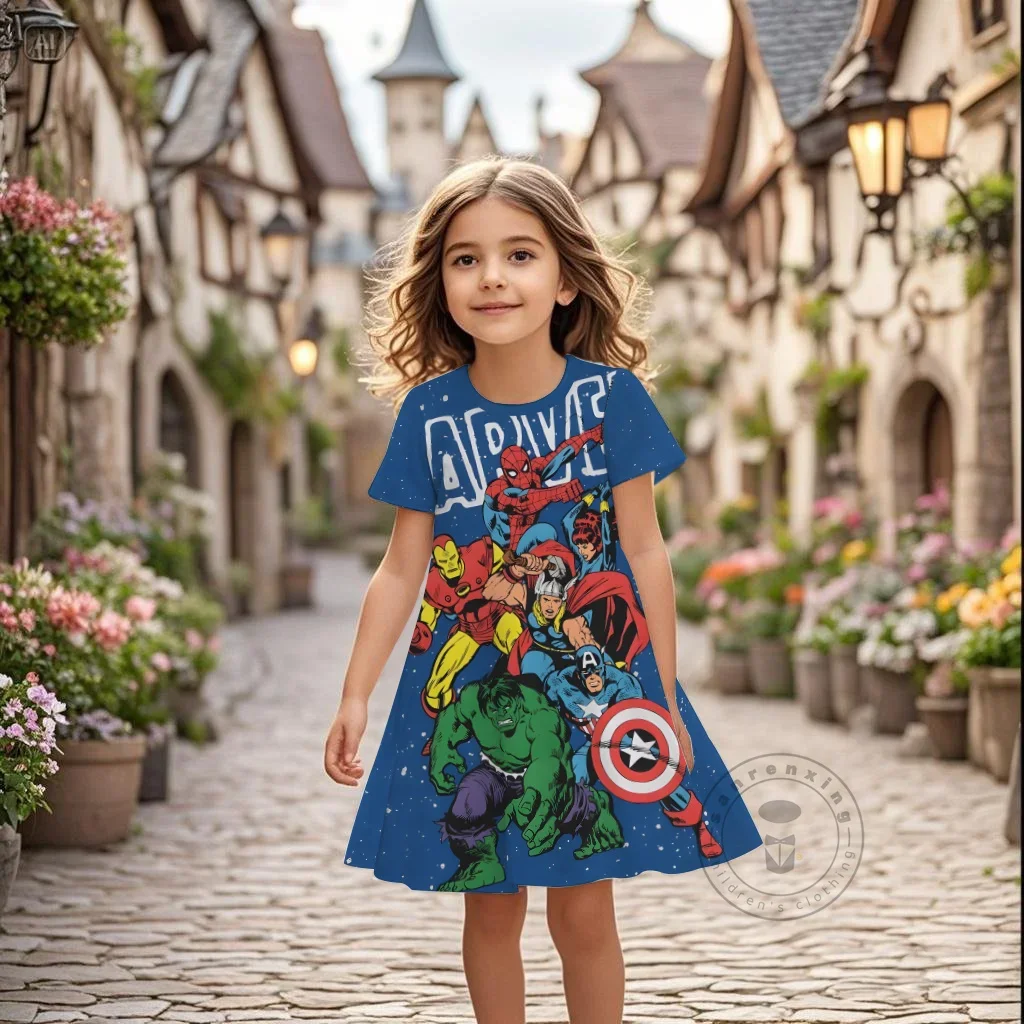 

Милое платье Marvel 2025 года, летняя расклешенная юбка с 3D принтом супергероя Человека-паука и 3D принтом, повседневный топ для девочек 3-16 лет, модный удобный подарок