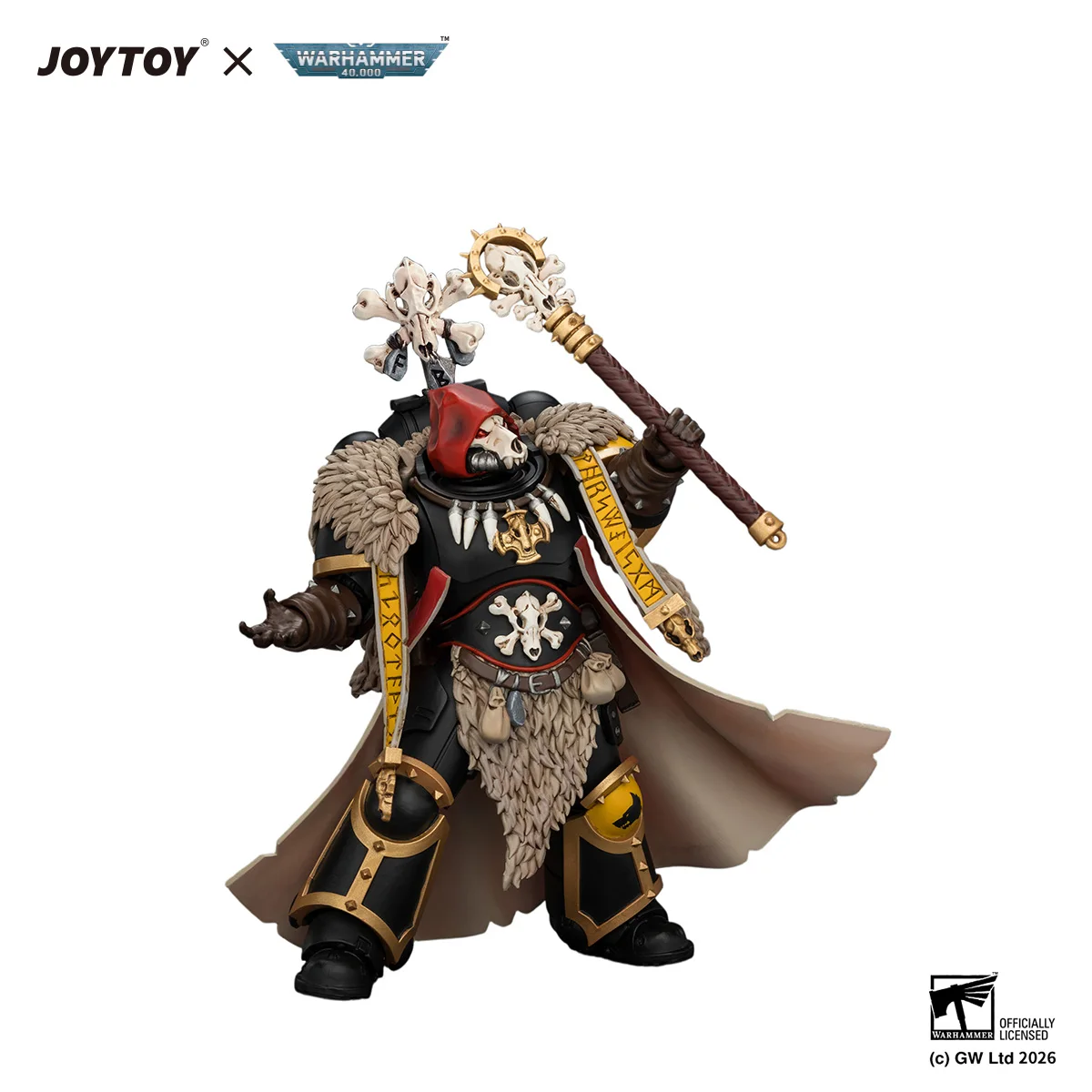 JOYTOY Warhammer 40k 1/18 Action Figures Space Wolves Wolf Priest with Absolvor Bolt Pistol and Crozius