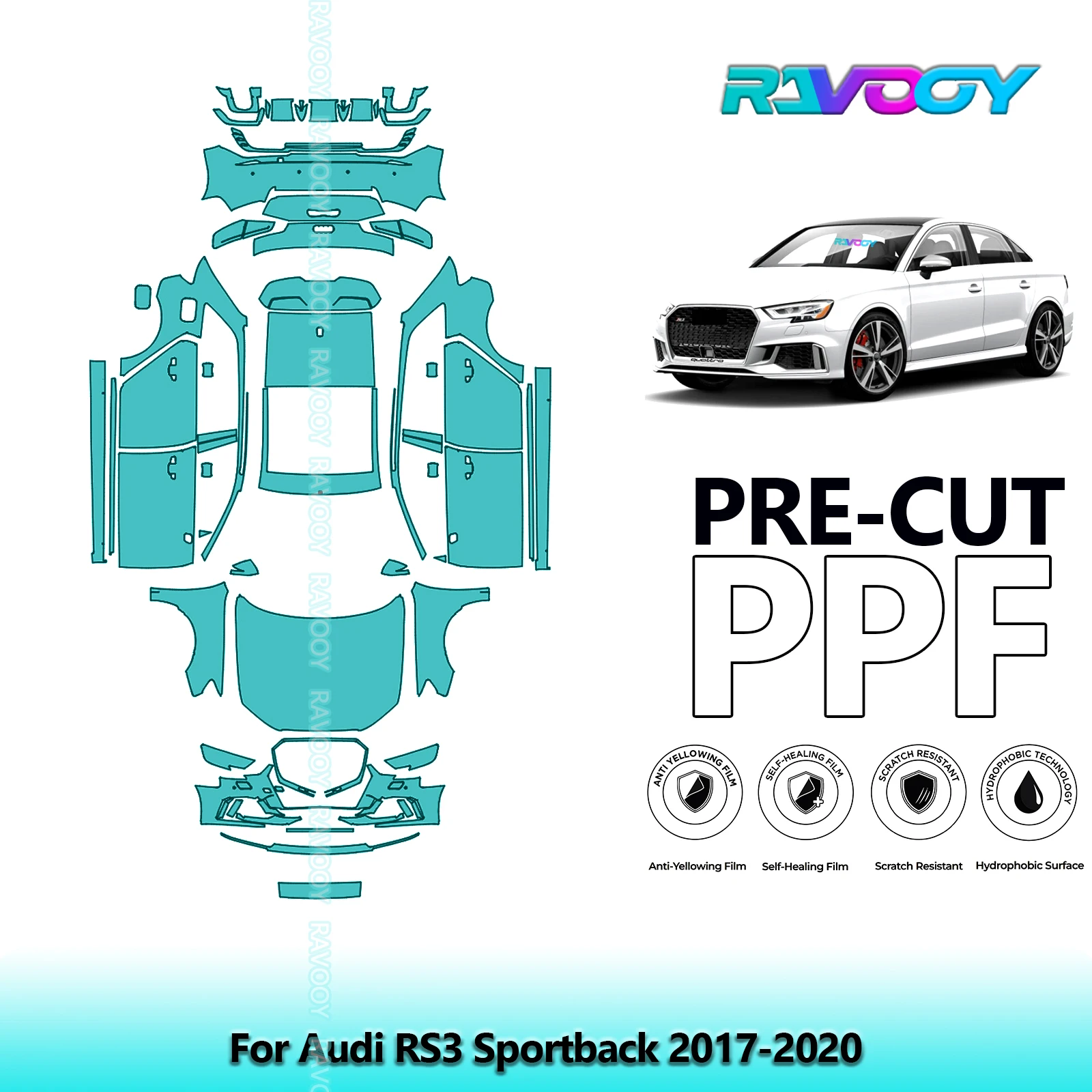 

Full Vehicle Clear Bra Precut PPF Paint Protection Film For Audi RS3 Sportback 2017-2020