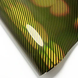 High Gloss Laser Gold Carbon Fiber Vinyl Film  Motorcycle Body Stickers Rainbow Car Film Covers Accessories Wrap Foil Sticker