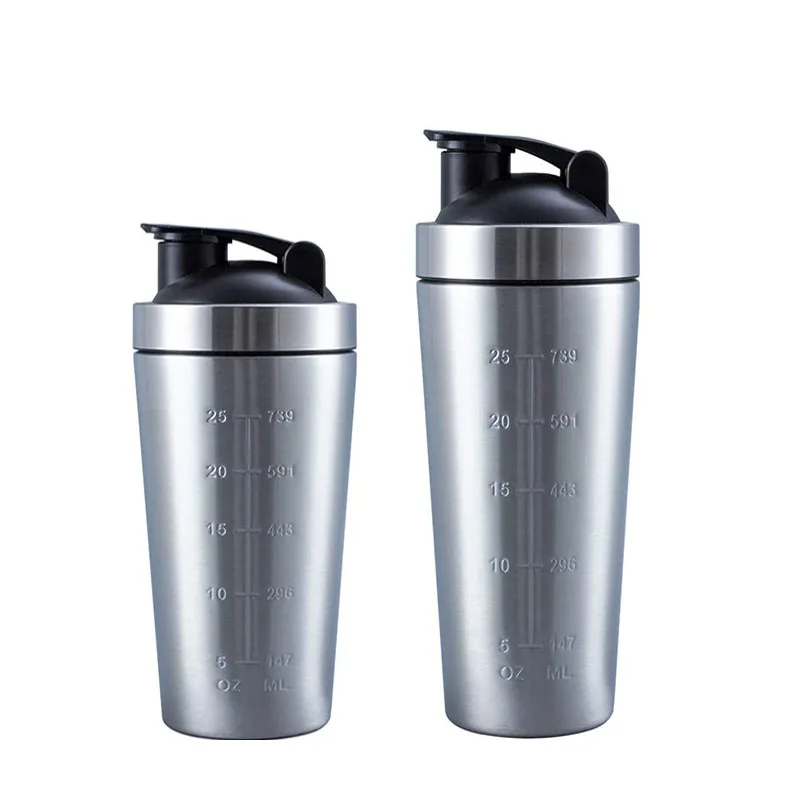 Sport Shaker Cup Stainless Steel Vacuum Mixer Cup Outdoor Drinkware Water Bottle Double Layer Protein Powder Shaker Bottle 500ML