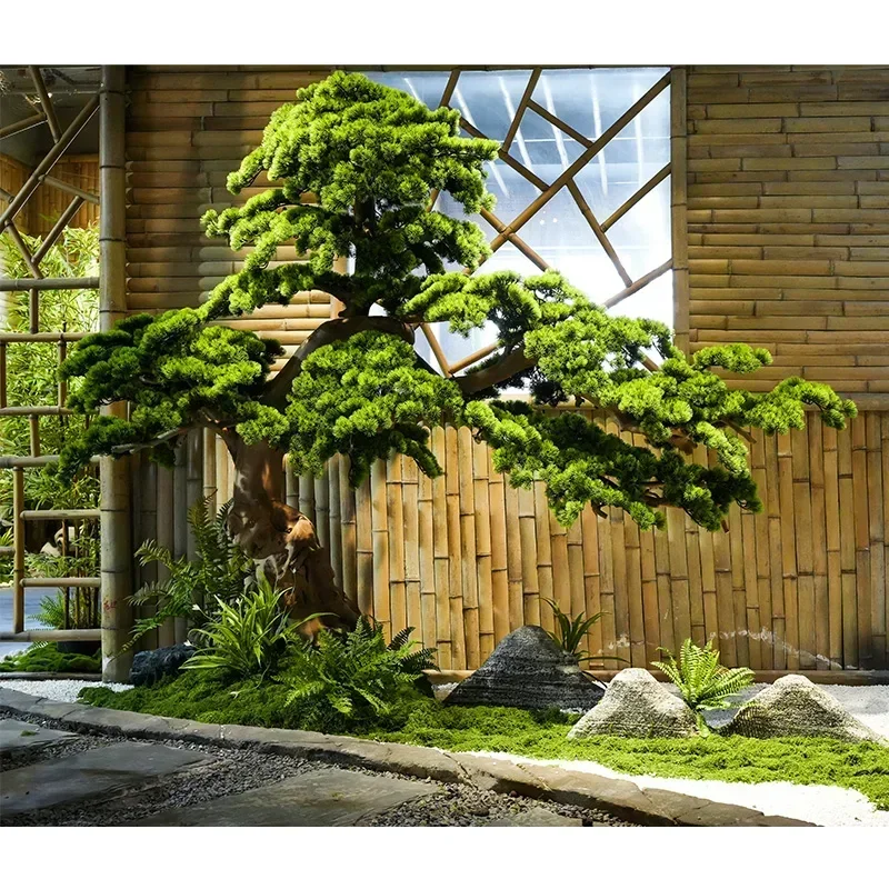 Welcome Pine Bonsai Large Pine  Fake Trees Decoration Entrance Decoration Green Plant Chinese Floor Podocarpus Macrophyllus