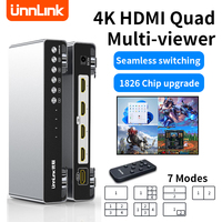 Unnlink HDMI Quad Screen Multiviewer 4K HDMI Switcher Seamless Switching 4 In 1 Out Cascade for Camera PC to Monitor Multi Modes