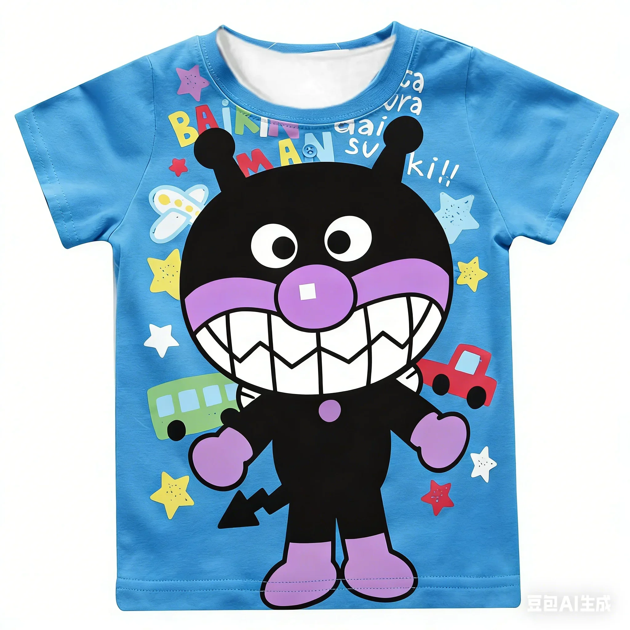 Anpanman Kinder-T-Shirt-Set, Baikinman Dokinchan, schnelltrocknendes Anime-Fan-T-Shirt für Jungen und Mädchen, Cartoon-Anime-Schnelltrocknungs-T-Shirt. – Detail 10