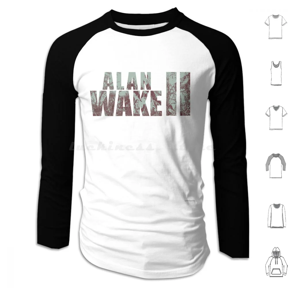 Alan Wake 2 Inspired Text Art Hoodies Long Sleeve Alan Wake 2 Videogames Remedy Games Skull