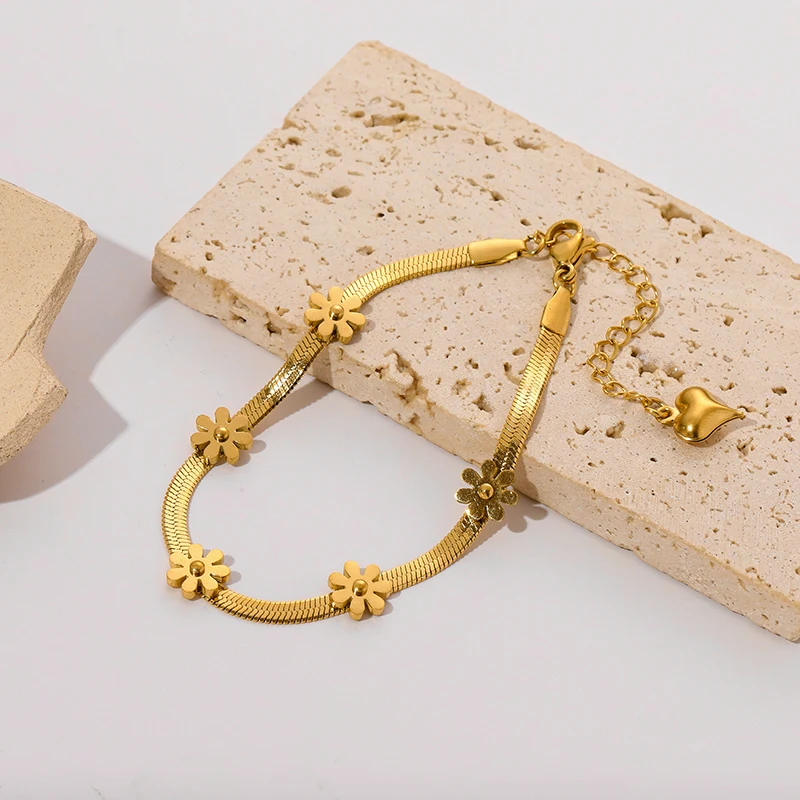 EILIECK 316L Edelstahl Goldfarben Blumen-Halskette Armband Trendy für Frauen Mädchen Neues Party-Geschenk Wasserdichtes Schmuckset – Detail 22