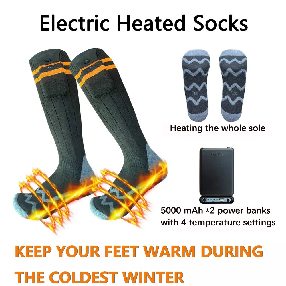 

Athletic Crew Dress 5000MAH full-foot Electric Heating Sock Electric Heating Warm Outdoor Skiing Heating 8W213