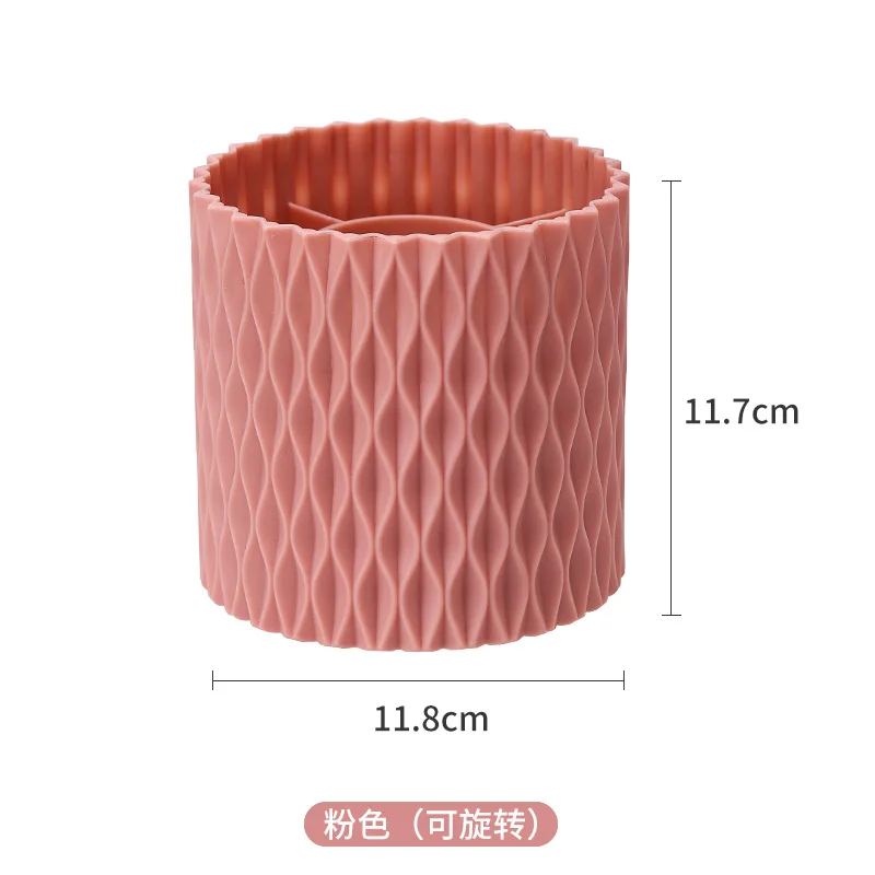 360° Rotating Makeup Brush Storage Box for Desktop Storage of Makeup Eyebrow Pencils and Lipsticks Makeup Brush Tools White Blue view 4