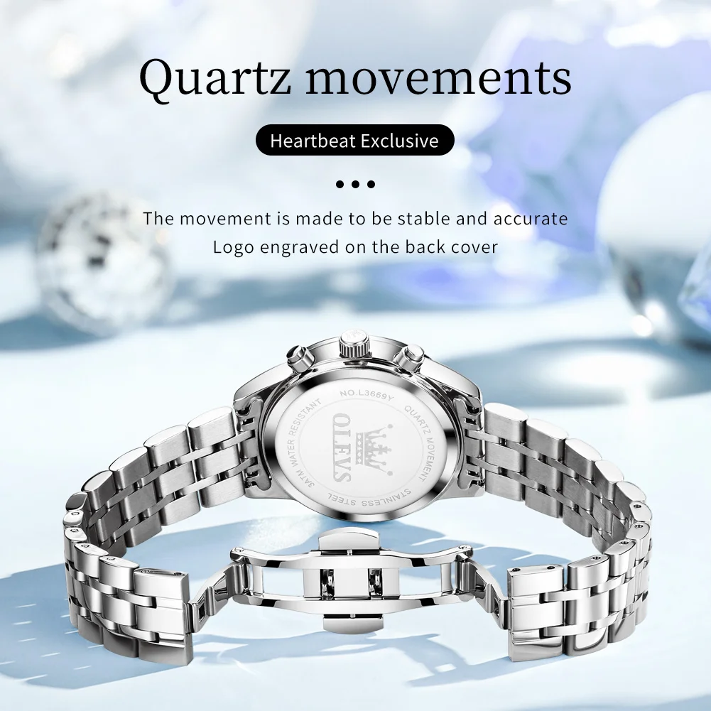 OLEVS ساعات نسائية موضة السيدات ساعة كوارتز التقويم الأخضر الهاتفي الفولاذ المقاوم للصدأ الساعات النسائية الفاخرة reloj mujer