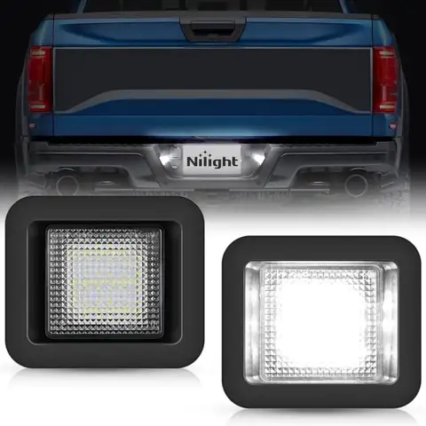 Nilight 2PCS License Plate Lights for 2015-2020 Ford F150 Compatible with 2015 2016 2017 2018 2019 2020 Ford F150 2017-2020 F150 Raptor with Clear Lens Black housing 6000K White