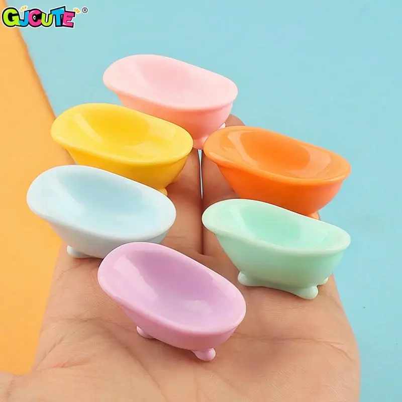 Random 5Pcs 1/12 Dollhouse Mini Bathtub Bathroom Furniture Model Dolls House Decoration Accessories Kids Pretend Toy