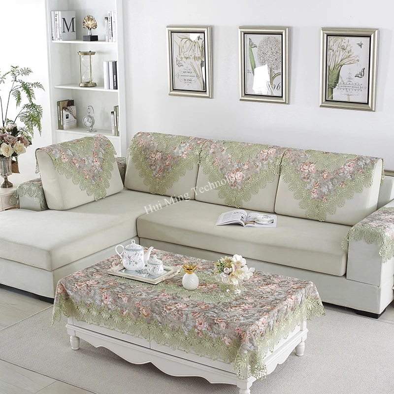 Tablecloth Table Green Embroidered Dining Table Cover Table Cloth Round Flower Fresh Lace Fabric Tv Cabinet Dressing Dust Cover