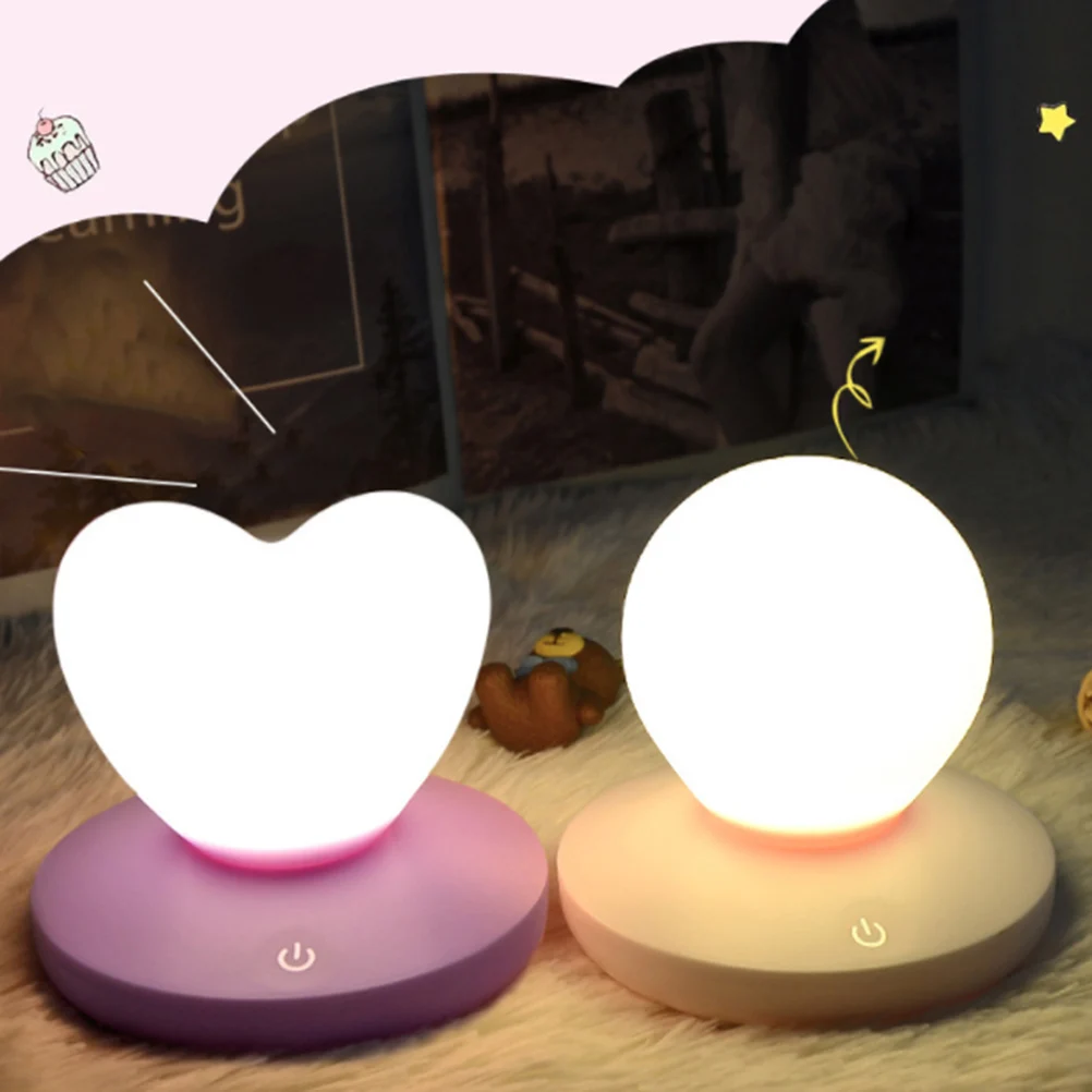 

Heart Shaped Rechargeable Night Light for Bedroom Kids Baby Girl Silicone LED Lamp USB Charging Portable Desk Hotel
