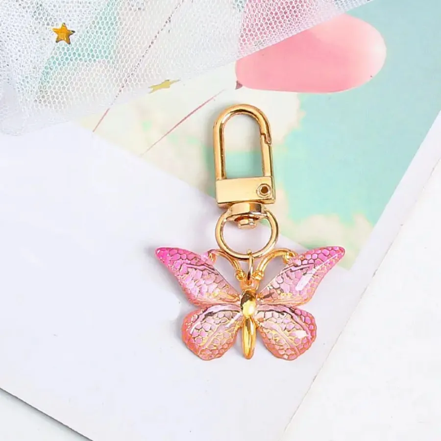 36pcs, Butterfly Keychain Gift Set, 12pcs Acrylic Purple Keychains, 12pcs Brown Cards and 12pcs Organza Drawstring Bags, Gender