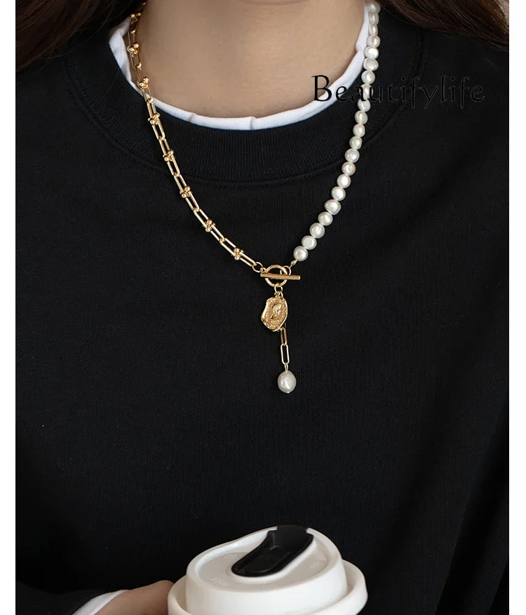 Female long high-end natural freshwater pearl sweater chain sweater chain autumn and winter necklace